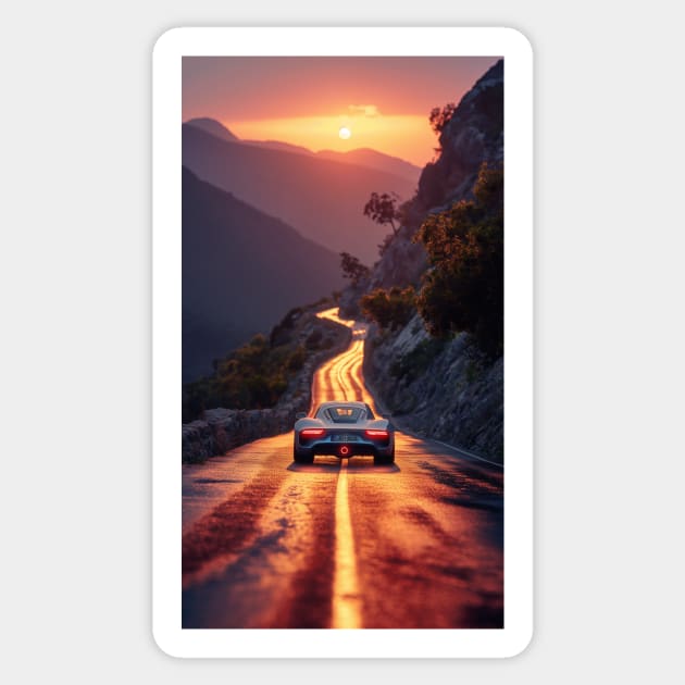 Muscle car in the Mountains Sticker by Vinokurio